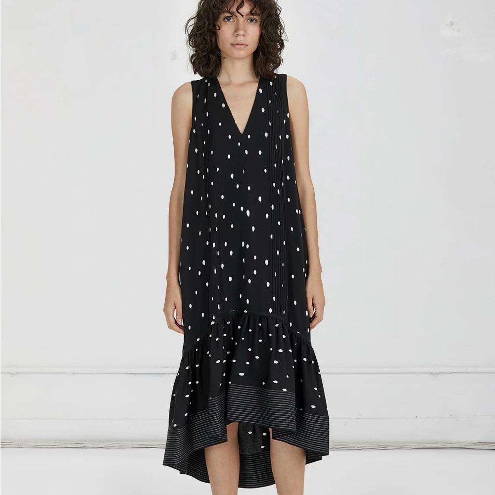 3.1 Phillip Lim Runway "Painted" Silk Polka Dot Midi Dress - US 2 / XS / Small